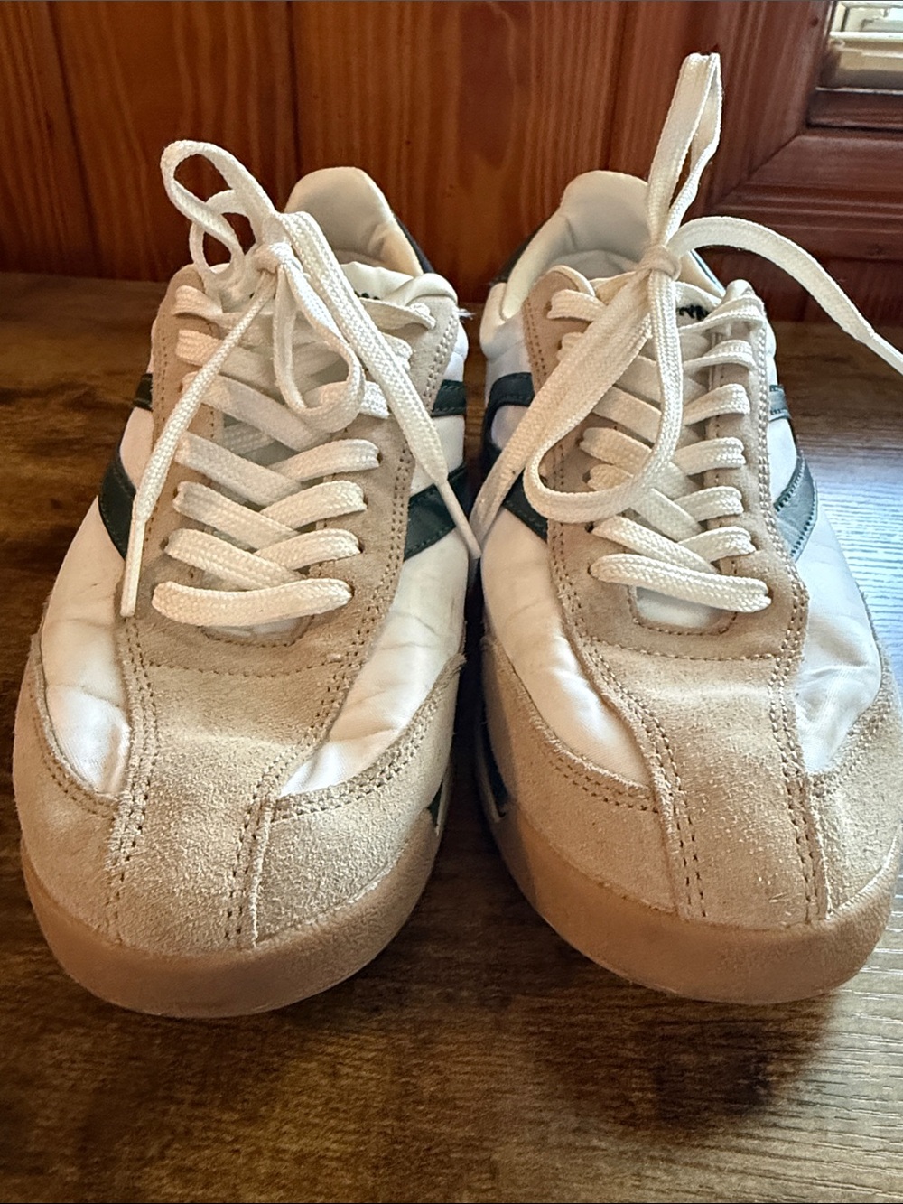 Tretorn Rawlins Women’s Size 8.5 Low-Top Sneakers in Beige and Dark Green - Picture 4 of 14